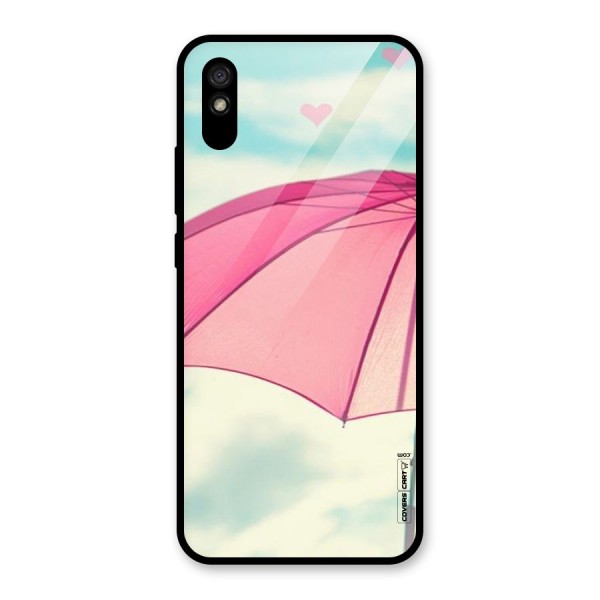 Cute Pink Umbrella Glass Back Case for Redmi 9i