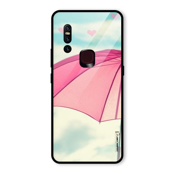 Cute Pink Umbrella Glass Back Case for Vivo V15