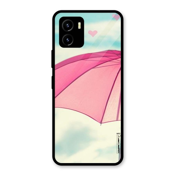 Cute Pink Umbrella Glass Back Case for Vivo Y15s