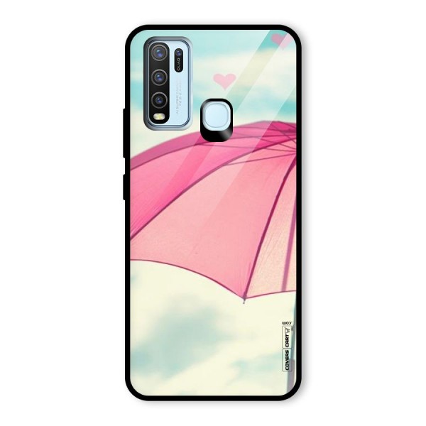 Cute Pink Umbrella Glass Back Case for Vivo Y50