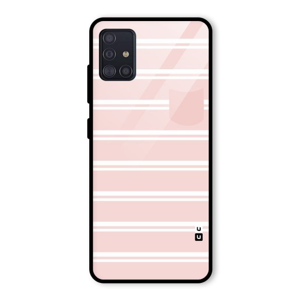 Cute Pocket Striped Glass Back Case for Galaxy A51