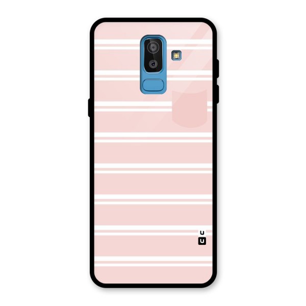 Cute Pocket Striped Glass Back Case for Galaxy J8