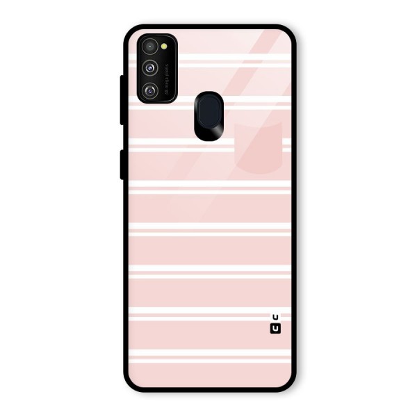 Cute Pocket Striped Glass Back Case for Galaxy M21