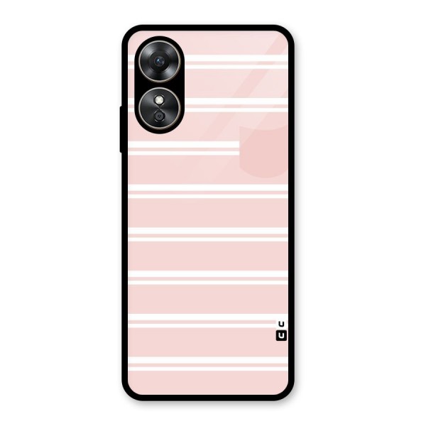 Cute Pocket Striped Glass Back Case for Oppo A17