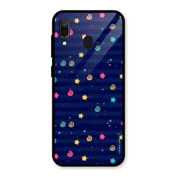 Cute Stars Design Glass Back Case for Galaxy A30