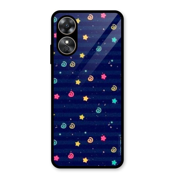 Cute Stars Design Glass Back Case for Oppo A17