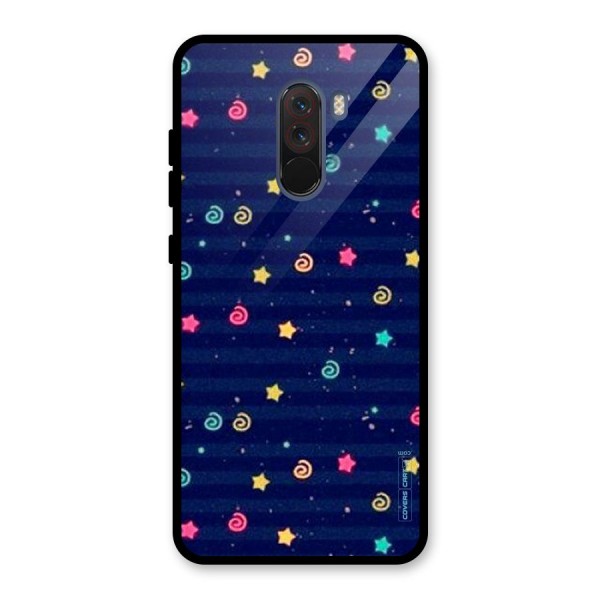 Cute Stars Design Glass Back Case for Poco F1