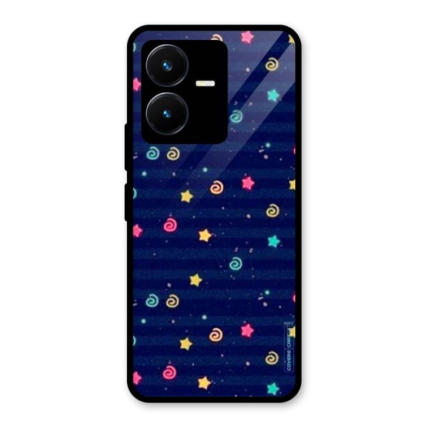 Cute Stars Design Glass Back Case for Vivo Y22