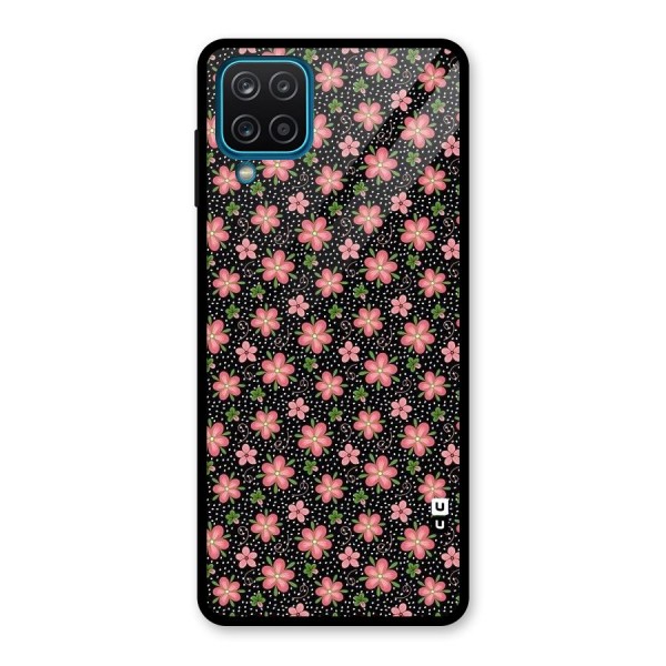 Cute Tiny Flowers Glass Back Case for Galaxy A12