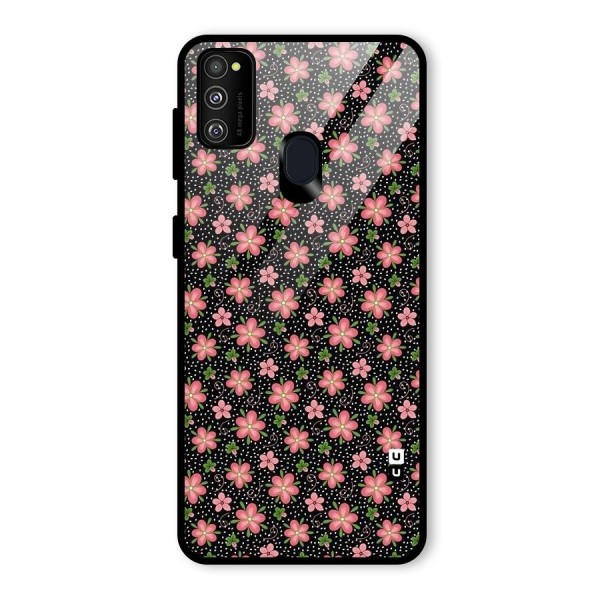 Cute Tiny Flowers Glass Back Case for Galaxy M21