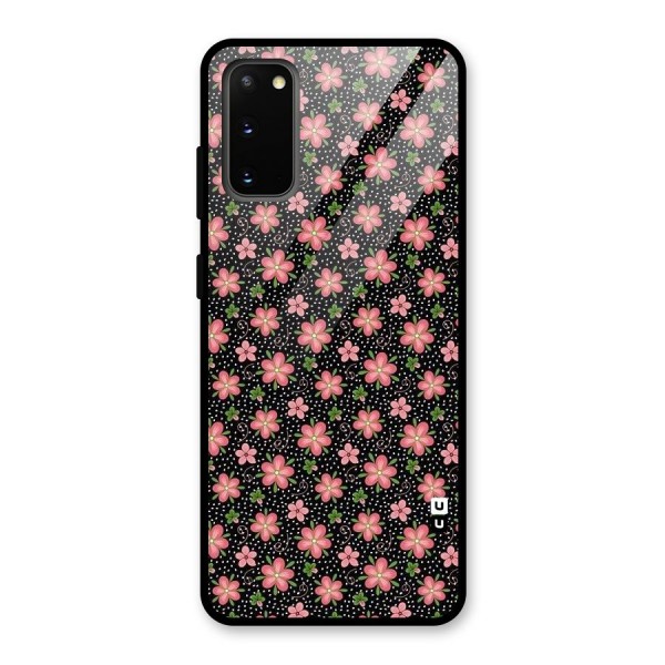 Cute Tiny Flowers Glass Back Case for Galaxy S20