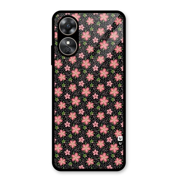 Cute Tiny Flowers Glass Back Case for Oppo A17