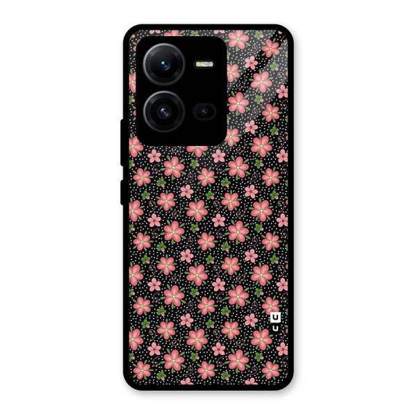 Cute Tiny Flowers Glass Back Case for Vivo V25