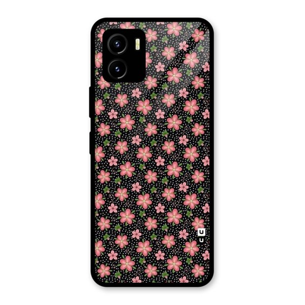 Cute Tiny Flowers Glass Back Case for Vivo Y15s