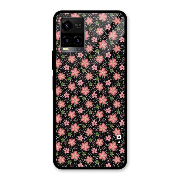 Cute Tiny Flowers Glass Back Case for Vivo Y21G