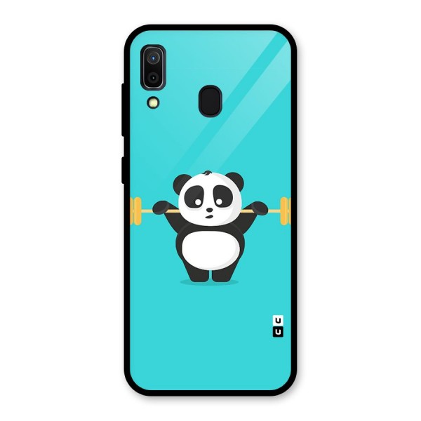 Cute Weightlifting Panda Glass Back Case for Galaxy A30