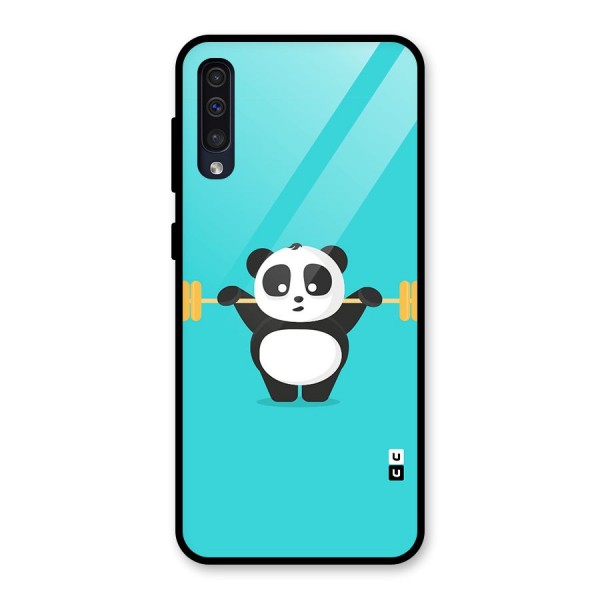 Cute Weightlifting Panda Glass Back Case for Galaxy A50s