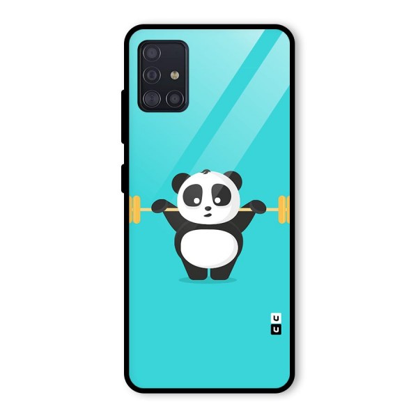 Cute Weightlifting Panda Glass Back Case for Galaxy A51