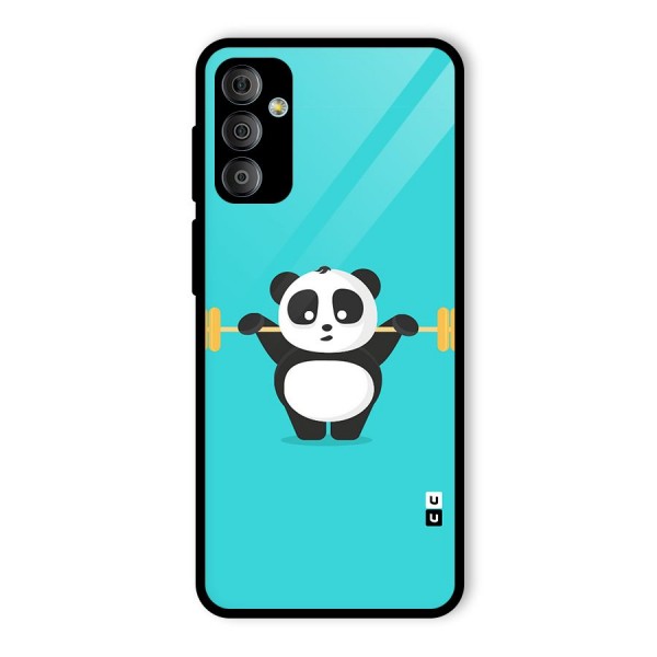 Cute Weightlifting Panda Glass Back Case for Galaxy F23