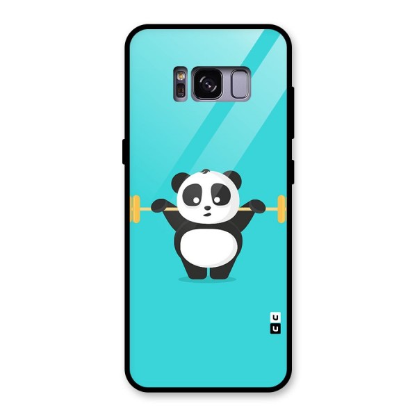 Cute Weightlifting Panda Glass Back Case for Galaxy S8