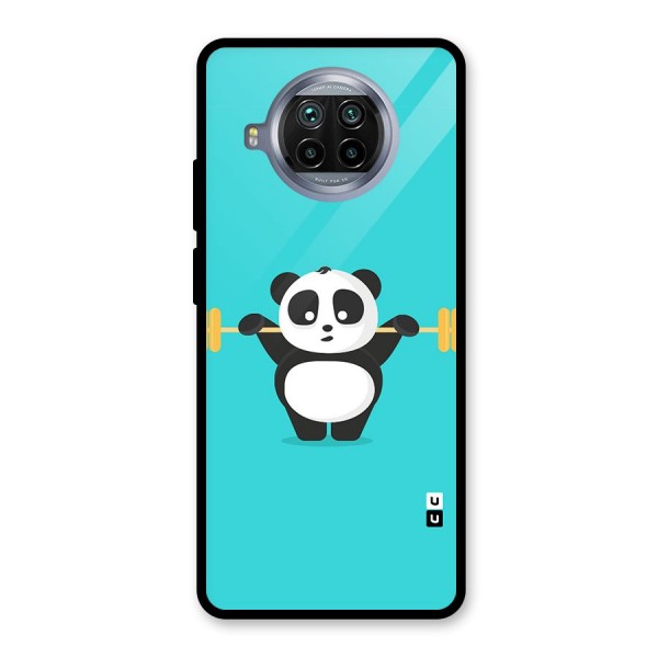 Cute Weightlifting Panda Glass Back Case for Mi 10i