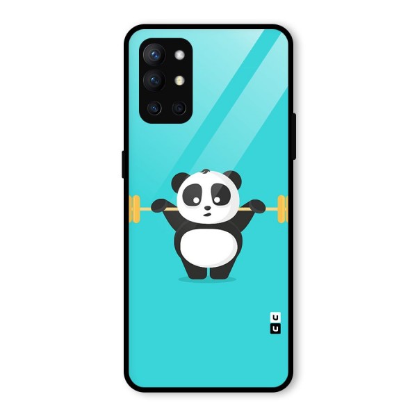 Cute Weightlifting Panda Glass Back Case for OnePlus 9R