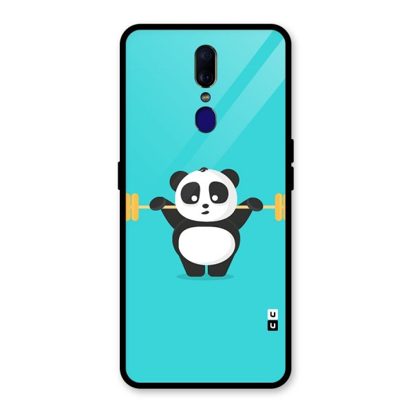 Cute Weightlifting Panda Glass Back Case for Oppo F11