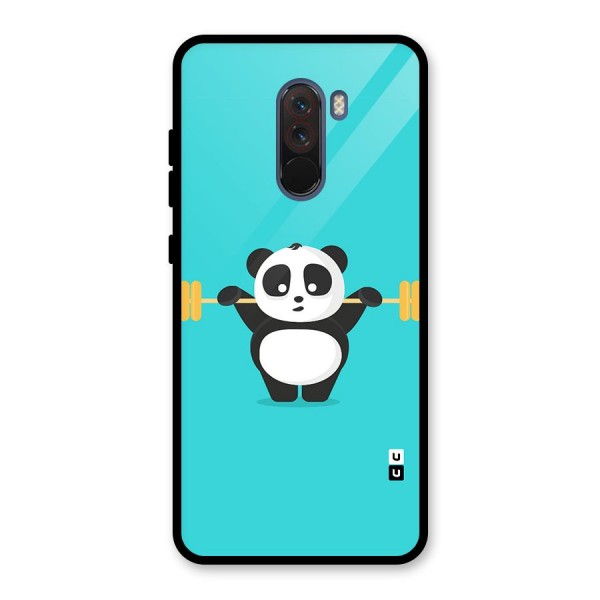 Cute Weightlifting Panda Glass Back Case for Poco F1