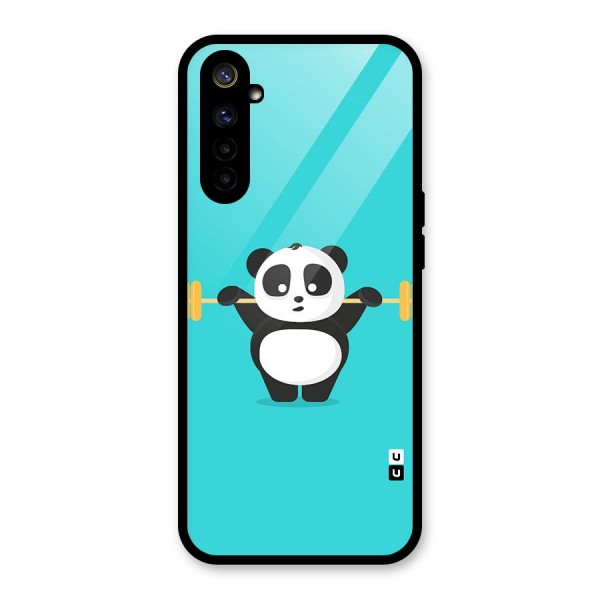 Cute Weightlifting Panda Glass Back Case for Realme 6