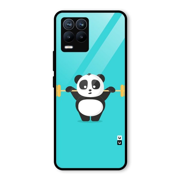 Cute Weightlifting Panda Glass Back Case for Realme 8