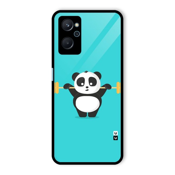 Cute Weightlifting Panda Glass Back Case for Realme 9i