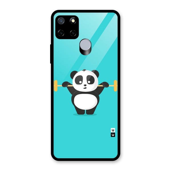 Cute Weightlifting Panda Glass Back Case for Realme C12