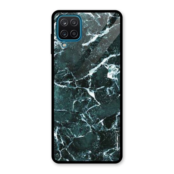 Dark Green Marble Glass Back Case for Galaxy A12