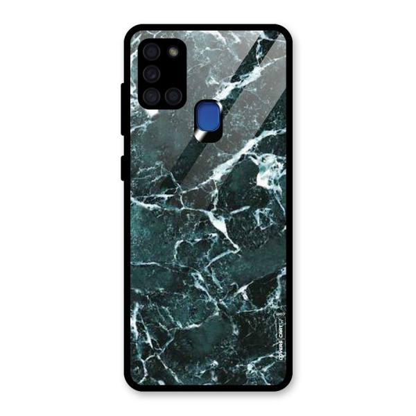 Dark Green Marble Glass Back Case for Galaxy A21s