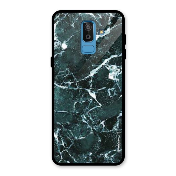 Dark Green Marble Glass Back Case for Galaxy J8