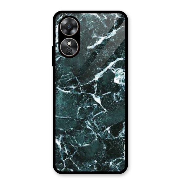 Dark Green Marble Glass Back Case for Oppo A17