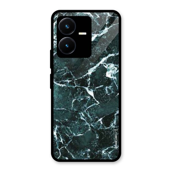 Dark Green Marble Glass Back Case for Vivo Y22