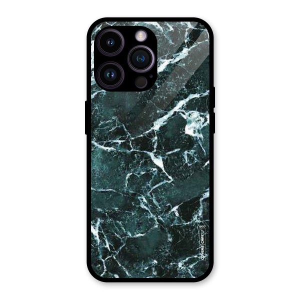 Dark Green Marble Glass Back Case for iPhone 14 Pro Max