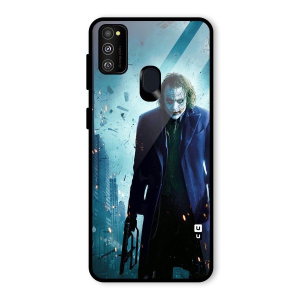 Dark Knight Joker Glass Back Case for Galaxy M21