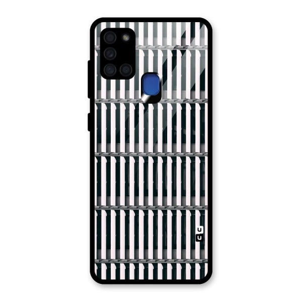 Dark Lines Pattern Glass Back Case for Galaxy A21s