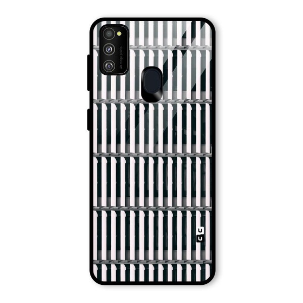 Dark Lines Pattern Glass Back Case for Galaxy M21