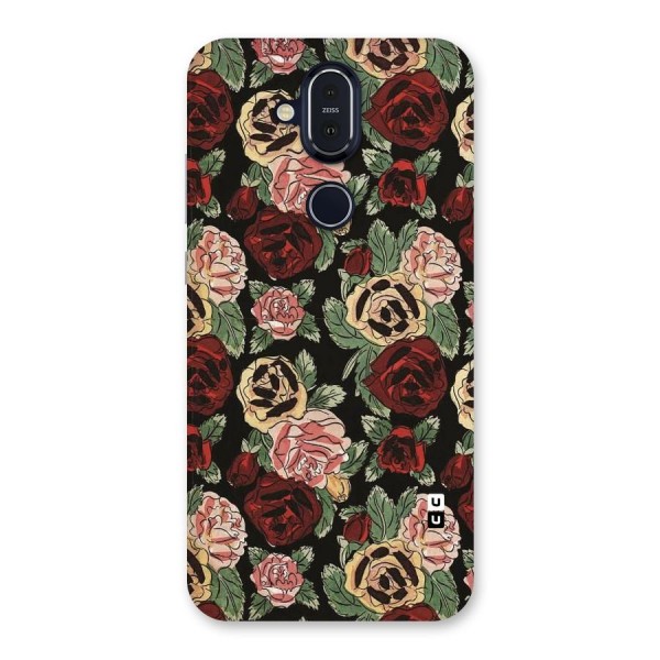 Dark Pastel Flowers Back Case for Nokia 8.1