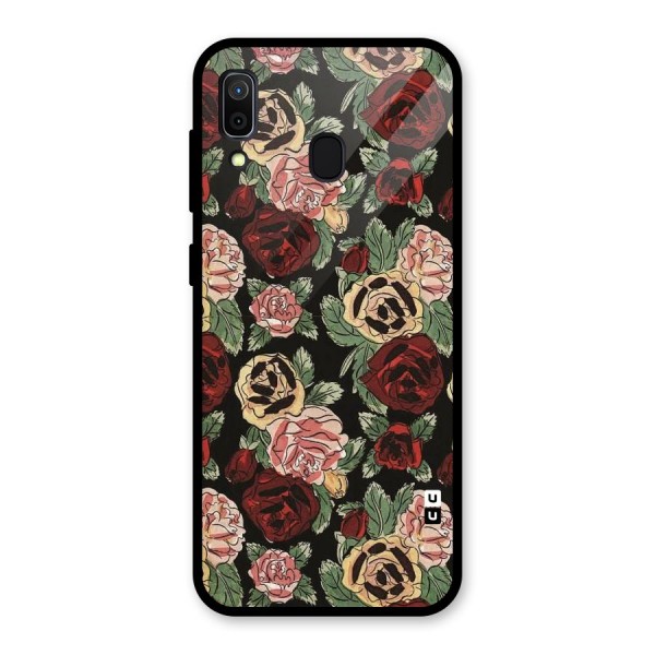 Dark Pastel Flowers Glass Back Case for Galaxy A30