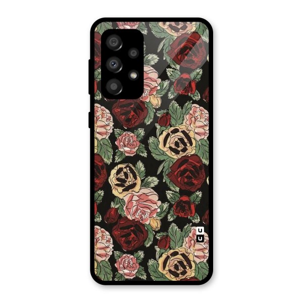 Dark Pastel Flowers Glass Back Case for Galaxy A32