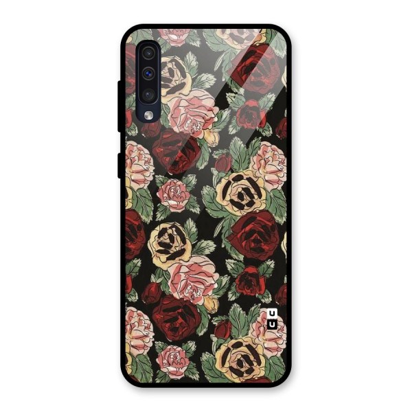 Dark Pastel Flowers Glass Back Case for Galaxy A50s