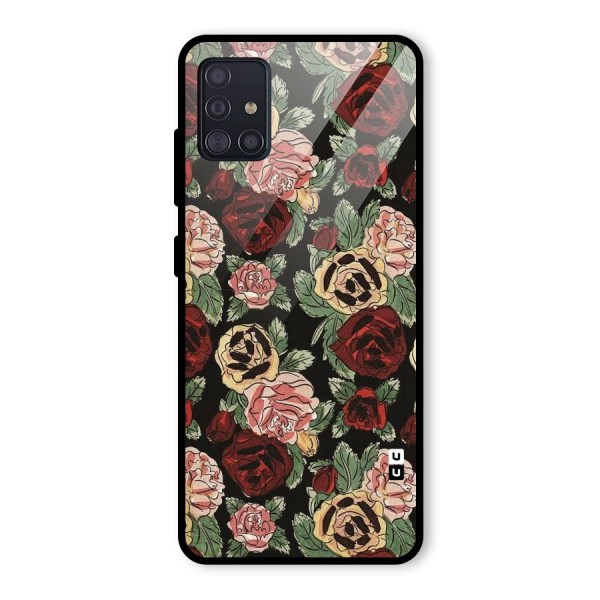 Dark Pastel Flowers Glass Back Case for Galaxy A51