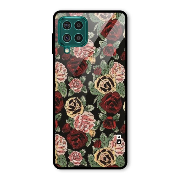 Dark Pastel Flowers Glass Back Case for Galaxy F62