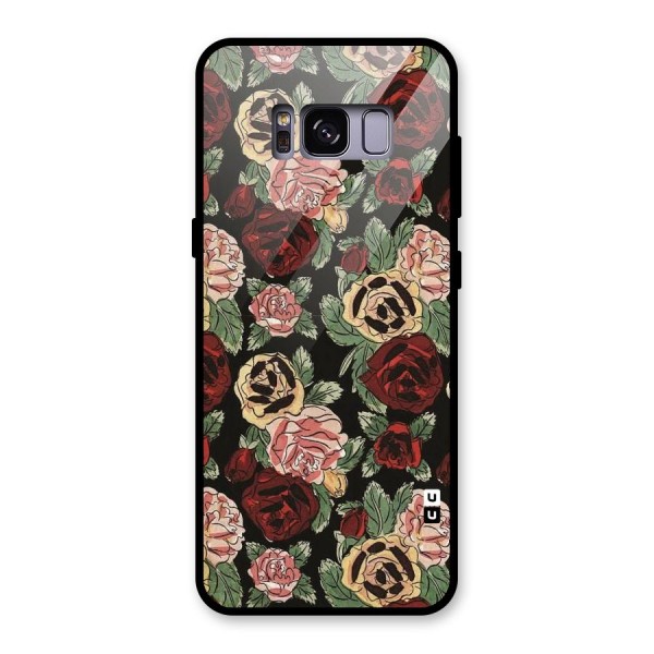 Dark Pastel Flowers Glass Back Case for Galaxy S8