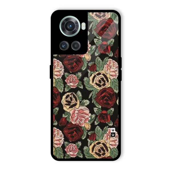 Dark Pastel Flowers Glass Back Case for OnePlus 10R