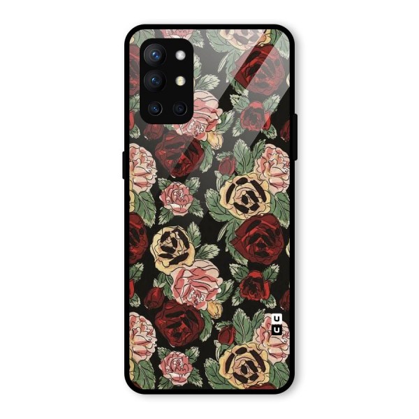 Dark Pastel Flowers Glass Back Case for OnePlus 9R